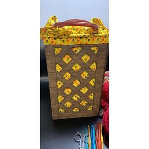 Vintage 70's Handmade Knitting Crochet Craft Caddie With Everything Inside